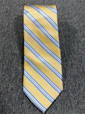Jos. A. Bank Executive Collection Yellow Tie with Blue Diagonal Stripe 100% Silk
